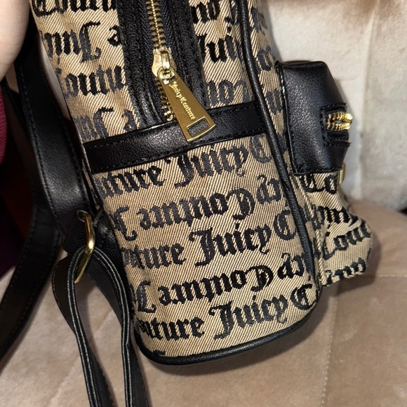 Juicy Couture Logo Print Backpack in Black and Cream - Picture 4 of 14